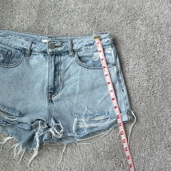 PacSun Blue Jean Shorts Distressed High-Waisted Mom Short size 27 - Picture 6 of 7